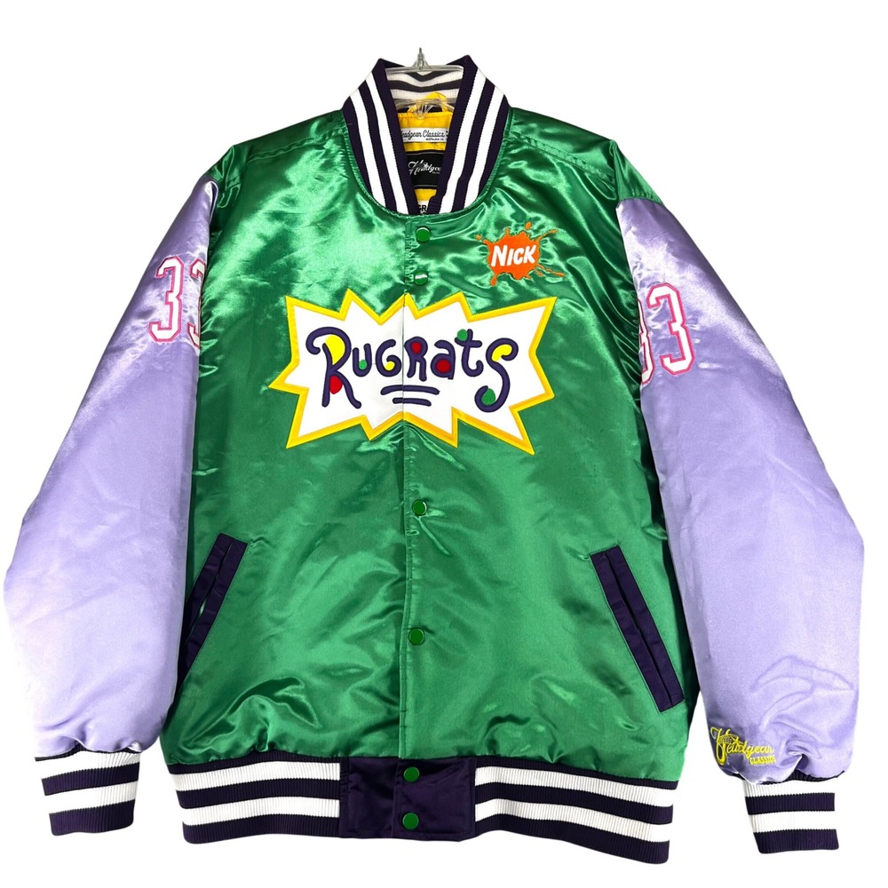 Headgear Rugrats 33 Varsity Jacket Green Purple Satin Bomber Y2K‎ Mens XL